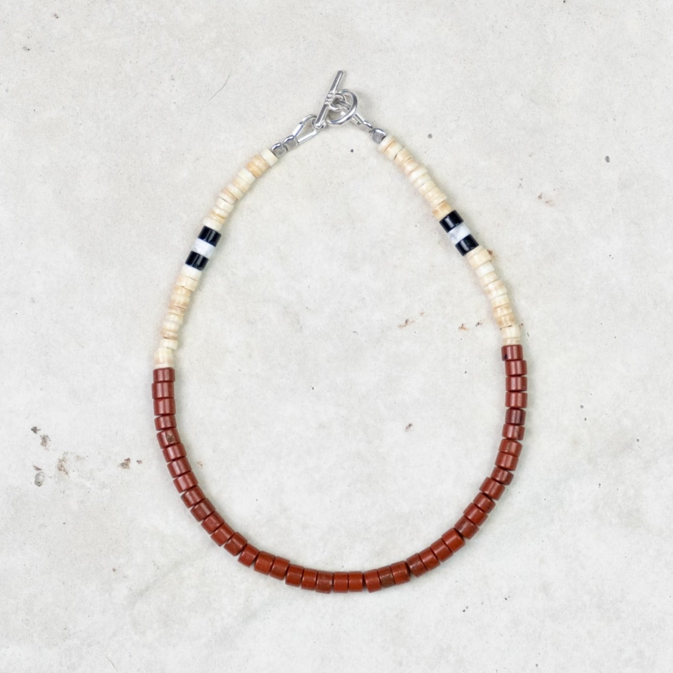 Bracelet Jaspe, melon shell, howlite, onyx (3mm)