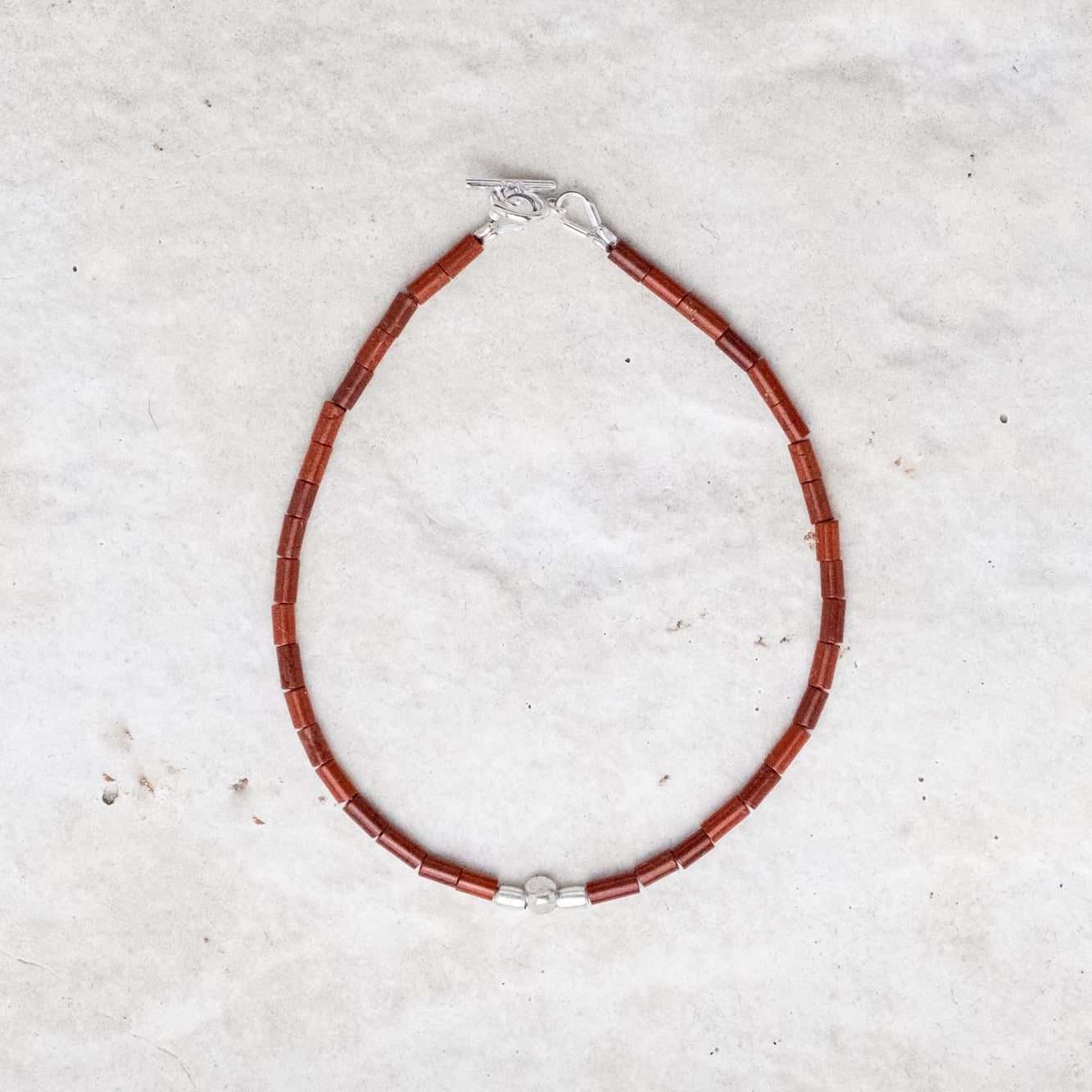 Bracelet Jaspe rouge et argent (2,5mm)