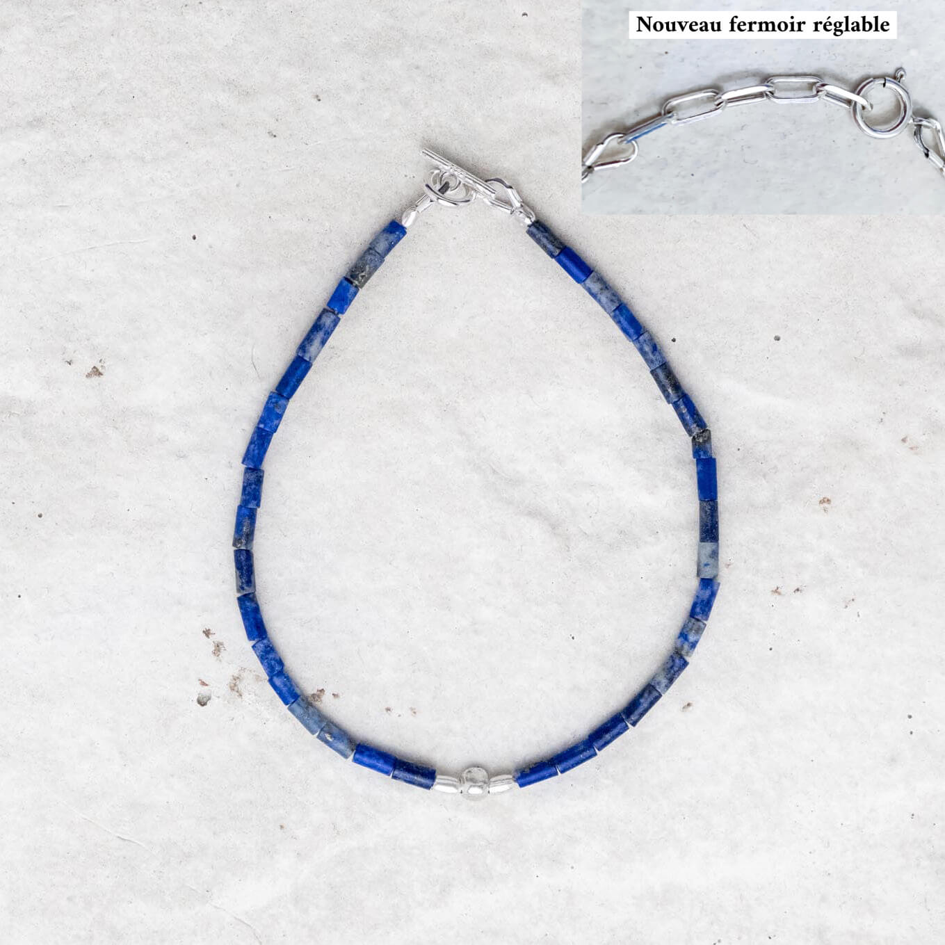 Bracelet Kayin en lapis-lazuli et argent