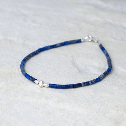 Bracelet Kayin en lapis-lazuli et argent (2,5mm)