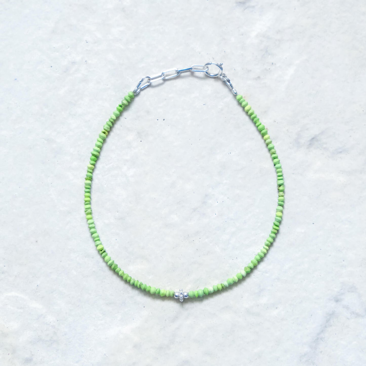 Bracelet en jaspe impérial vert et argent