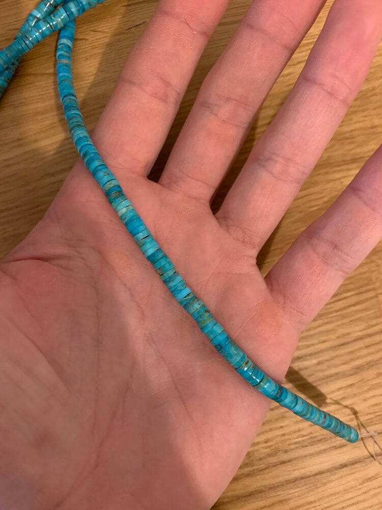 Bracelet heishi en turquoise et argent (5mm)