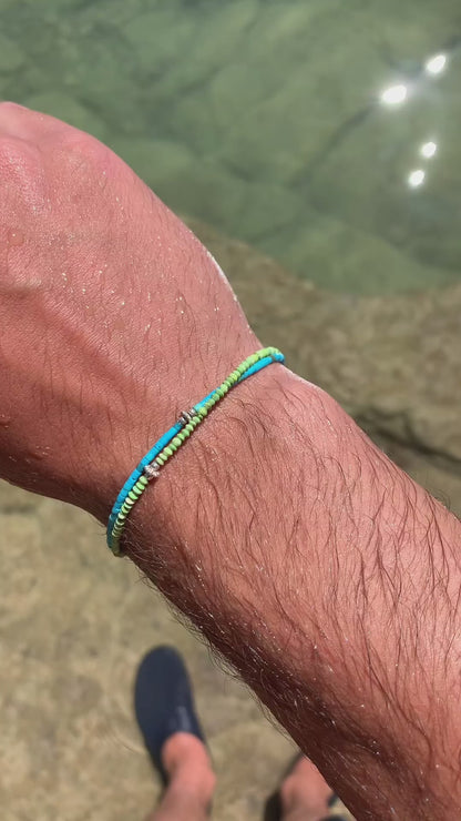 Bracelet en jaspe impérial vert et argent